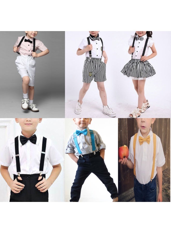 Child Kids Clip-on Suspenders Elastic Y-Shape Adjustable with Clips and Bow Tie Set for Boys and Girls - Image 3